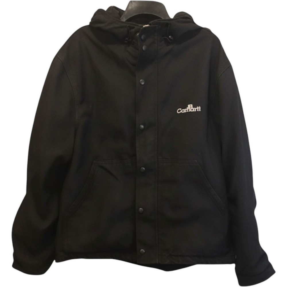 Carhartt J107 BLK Hooded Work Jacket Black Mesh Lined Nylon Mens XL Made in USA
